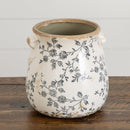 6.5” Floral Tuscan Ceramic Gray Scroll Planter