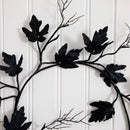 6.5' Pre-Lit Artificial Halloween Black Maple Garland with 48 Orange & Purple LED Lights