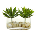 6.5” Mini Agave Succulent Artificial Arrangement in Glass Vase