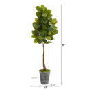 65” Rubber Leaf Artificial Tree in Decorative Tin Planter (Real Touch)