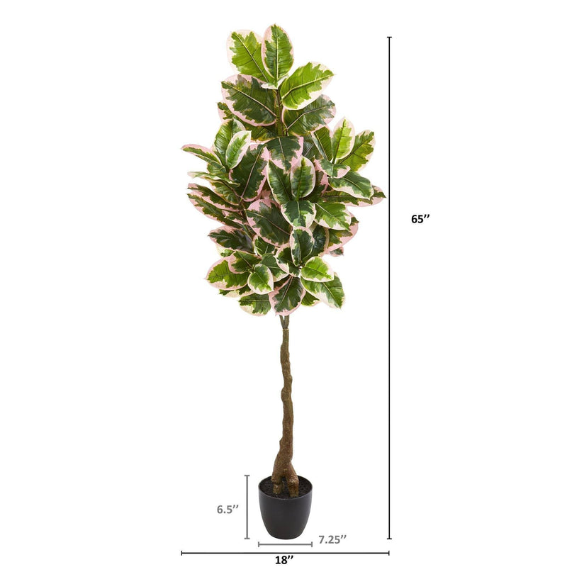 65” Variegated Rubber Leaf Artificial Tree (Real Touch), photo 2 of 2