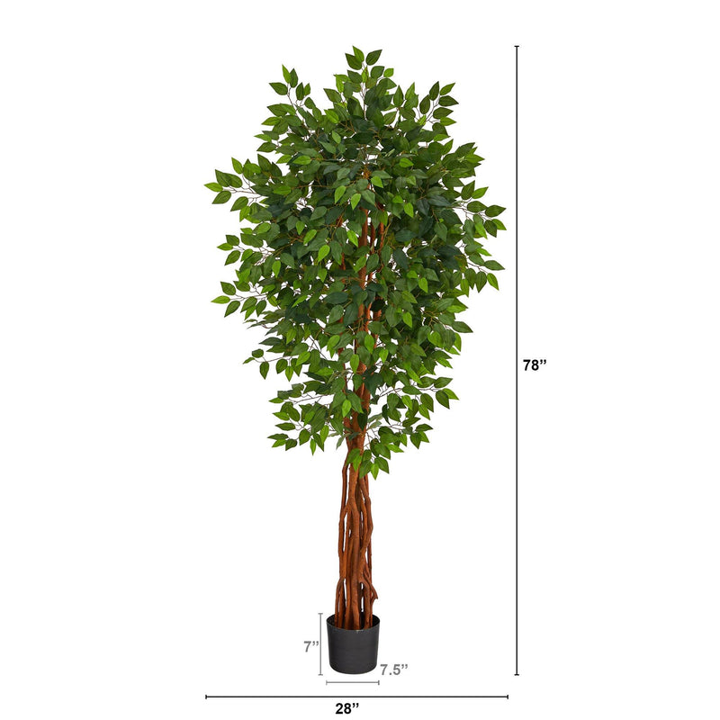 6.5’ Super Deluxe Ficus Artificial Tree with Natural Trunk