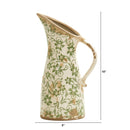 10” Tuscan Ceramic Green Scroll Pitcher Vase