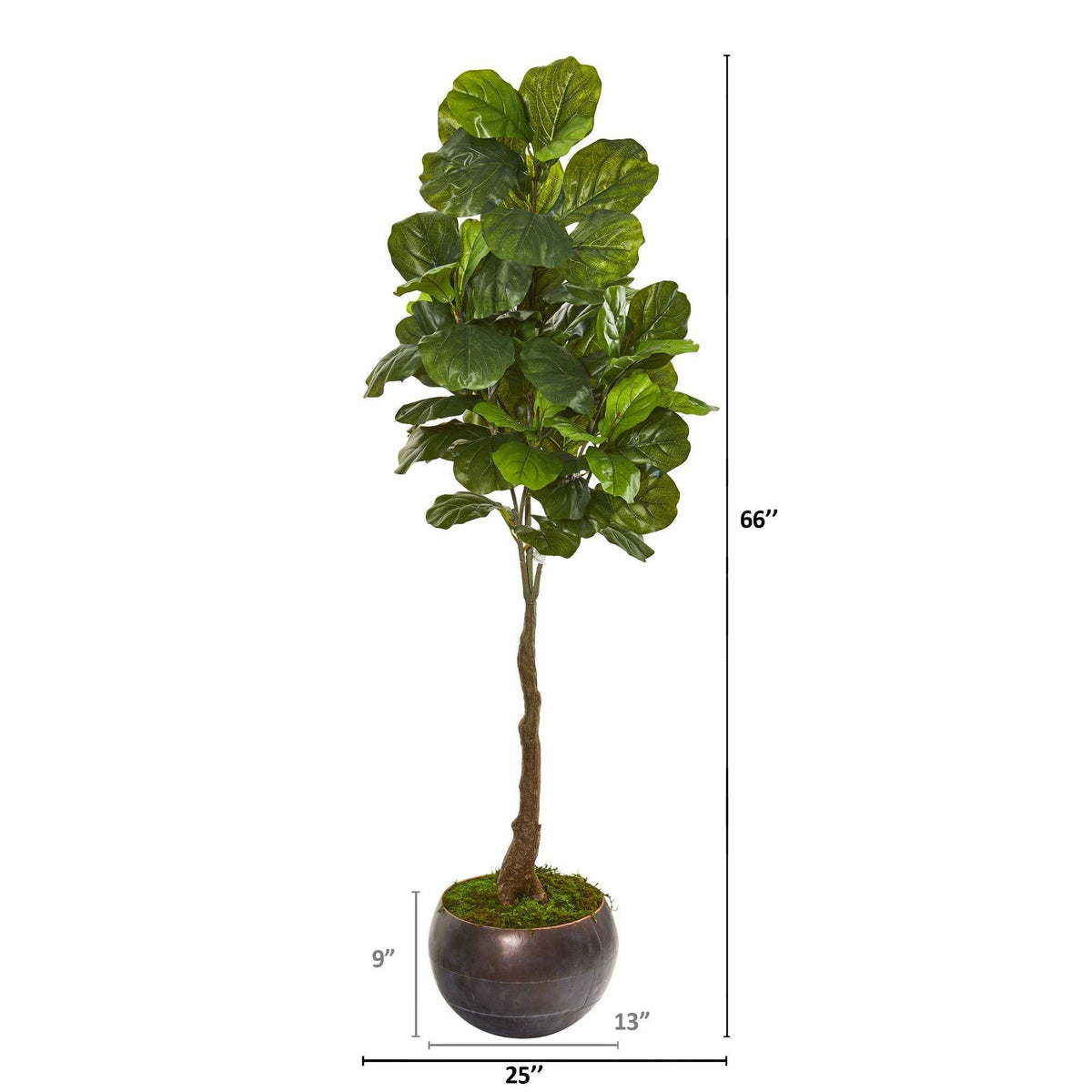 66” Fiddle Leaf Artificial Tree in Metal Bowl (Real Touch), photo 2 of 2
