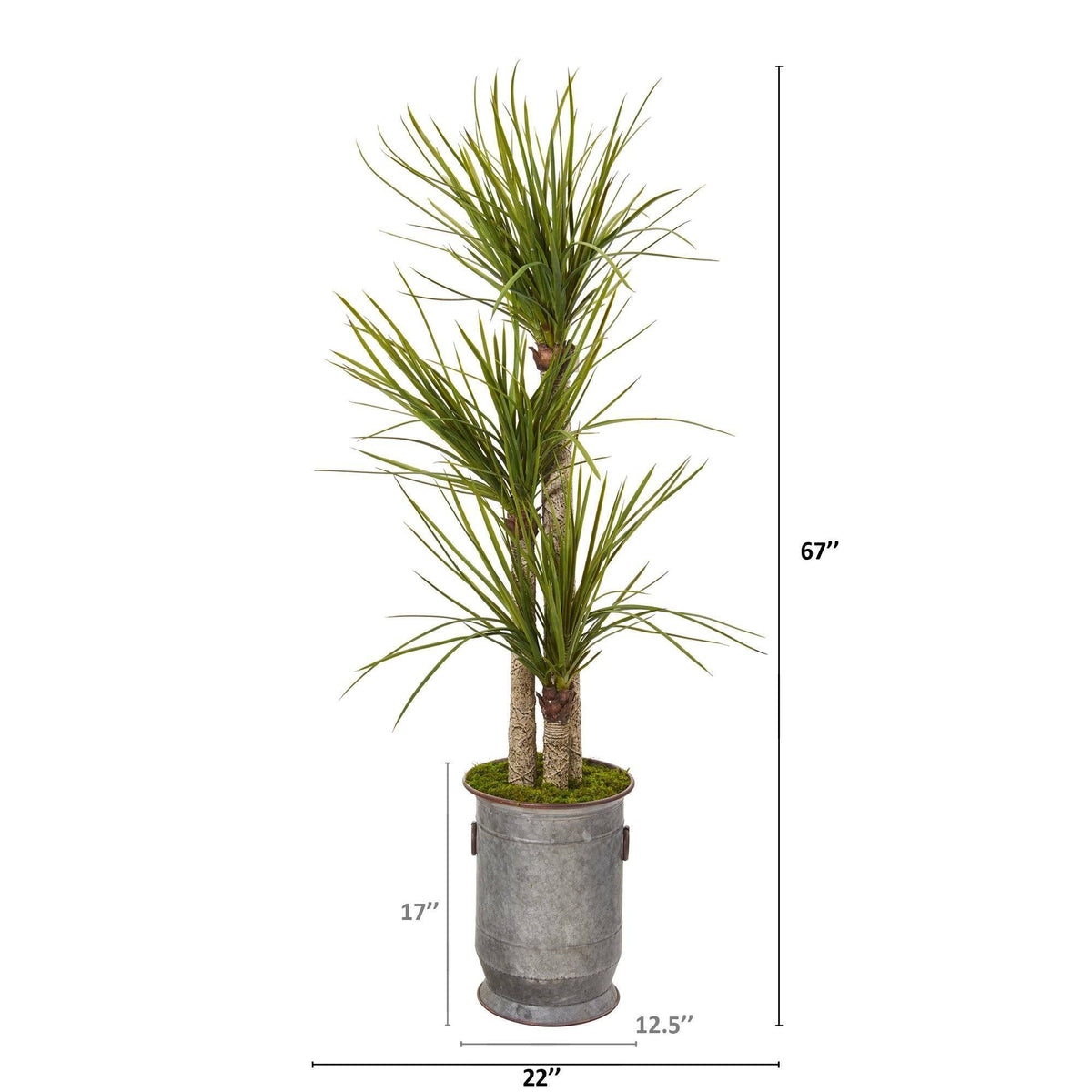 67” Yucca Artificial Tree in Copper Trimmed Metal Planter, photo 2 of 2
