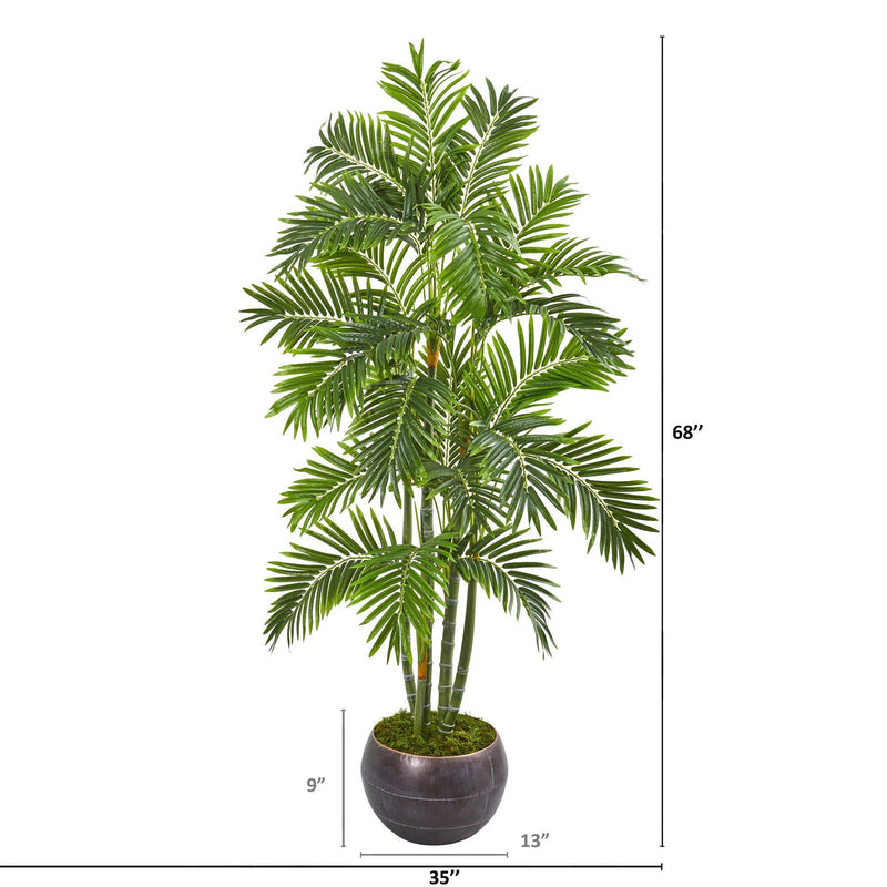 68” Areca Palm Artificial Tree in Metal Bowl, photo 2 of 2