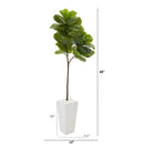 68” Fiddle Leaf Artificial Tree in White Planter (Real Touch)