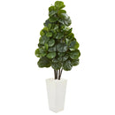 68” Fiddle Leaf Fig Artificial Tree in White Tower Planter