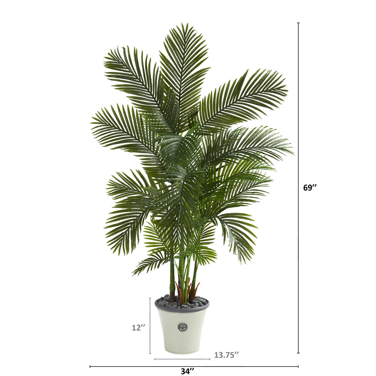 69” Areca Palm Artificial Tree in Decorative white Planter, photo 2 of 3