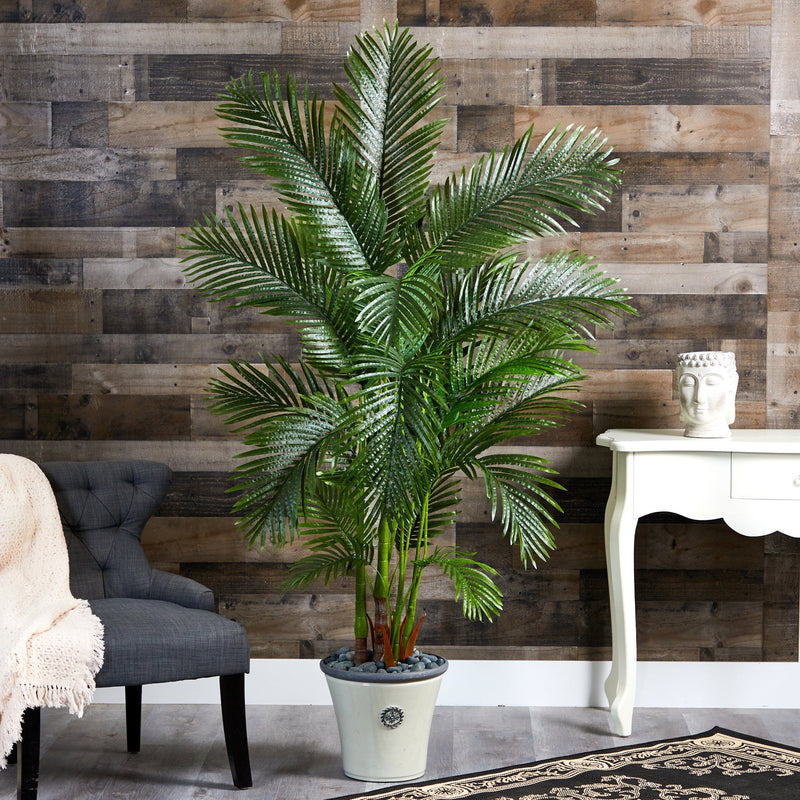 69” Areca Palm Artificial Tree in Decorative white Planter, photo 3 of 3