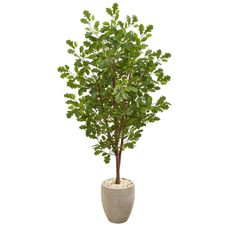 69” Oak Artificial Tree in Sand Colored Planter