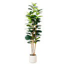 7’ Artificial Fiddle Leaf Tree in Decorative White Planter