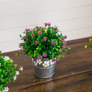 7” Artificial Flowering Mini Daisy Plant in Decorative Daisy Tin Planter -Set of 3