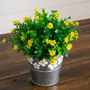 7” Artificial Flowering Mini Daisy Plant in Decorative Daisy Tin Planter -Set of 3