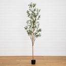7' Artificial Olive Tree with Natural Trunk