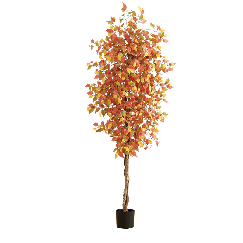 7’ Autumn Ficus Artificial Fall Tree