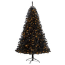 7’ Black Artificial Christmas Tree with 500 Clear LED Lights and 1428 Tips