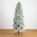 7' Flocked Down Swept Artificial Christmas Tree with 300 LED Lights