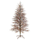 7' Frosted Berry Twig Christmas Tree with 450 Multicolored Gum Ball LED Lights and 1192 Bendable Branches