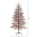 7' Frosted Berry Twig Christmas Tree with 450 Multicolored Gum Ball LED Lights and 1192 Bendable Branches