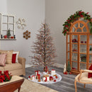 7' Frosted Berry Twig Christmas Tree with 450 Multicolored Gum Ball LED Lights and 1192 Bendable Branches