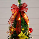 7' Pre-Lit Artificial Pop up Christmas Tree with Red & Gold Ornaments, Ribbons and 180 Warm White LED Lights