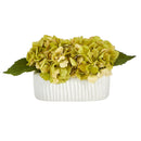 7” Hydrangea Artificial Arrangement in White Vase
