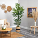7’ Kentia Artificial Palm in Handmade Natural Cotton Planter
