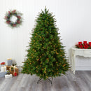 7’ New England Pine Artificial Christmas Tree with 400 Clear Lights and 1044 Bendable Branches