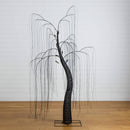 7' Pre-Lit Artificial Halloween Black Willow Tree with 600 Purple and Orange Dual Color LED Lights