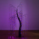 7' Pre-Lit Artificial Halloween Black Willow Tree with 600 Purple and Orange Dual Color LED Lights