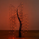 7' Pre-Lit Artificial Halloween Black Willow Tree with 600 Purple and Orange Dual Color LED Lights