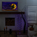 7' Pre-Lit Artificial Halloween Black Willow Tree with 600 Purple and Orange Dual Color LED Lights