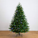 7' Pre-Lit Artificial Luxembourg Pine Christmas Tree with 340 Multicolored Traditional Bulb LED Lights