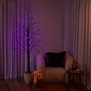 7' Pre-Lit Halloween Black Twig Artificial Tree with 390 Orange & Purple LED Lights
