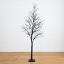 7' Pre-Lit Halloween Deluxe Black Twig Artificial Tree with 180 Orange & Purple LED Lights