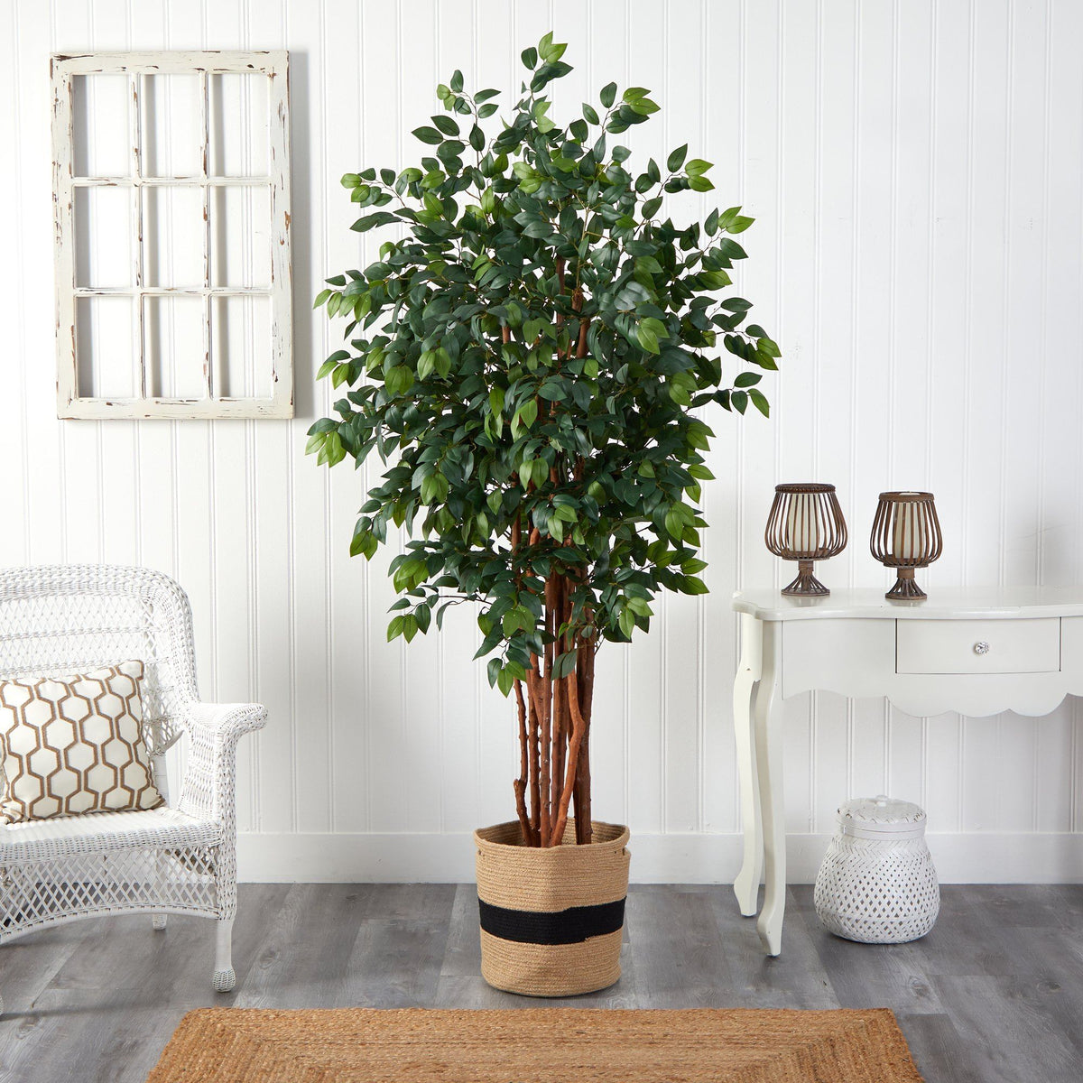 7’ Sakaki Artificial Tree in Handmade Natural Cotton Planter, photo 3 of 4