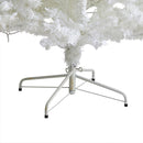 7' White Artificial Christmas Tree with 1000 Bendable Branches and 350 Clear LED Lights