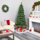 7’ Wisconsin Slim Snow Tip Pine Artificial Christmas Tree with 400 Clear LED Lights