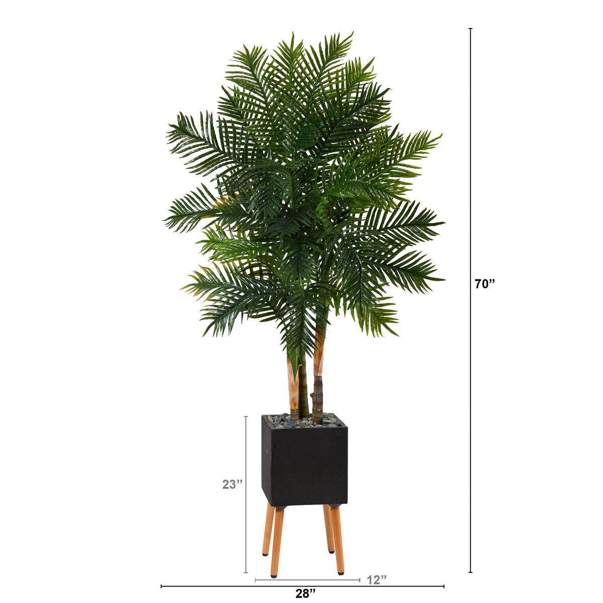 70” Areca Palm Artificial Tree in Black Planter with Stand, photo 2 of 4
