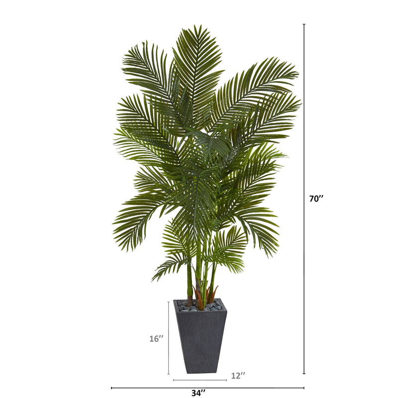 70” Areca Palm Artificial Tree in Slate Planter, photo 2 of 2