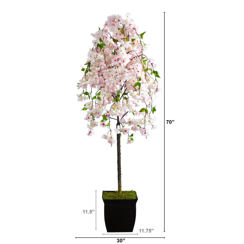 70” Cherry Blossom Artificial Tree in Black Metal Planter, photo 2 of 4