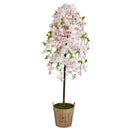 70” Cherry Blossom Artificial Tree in Farmhouse Planter