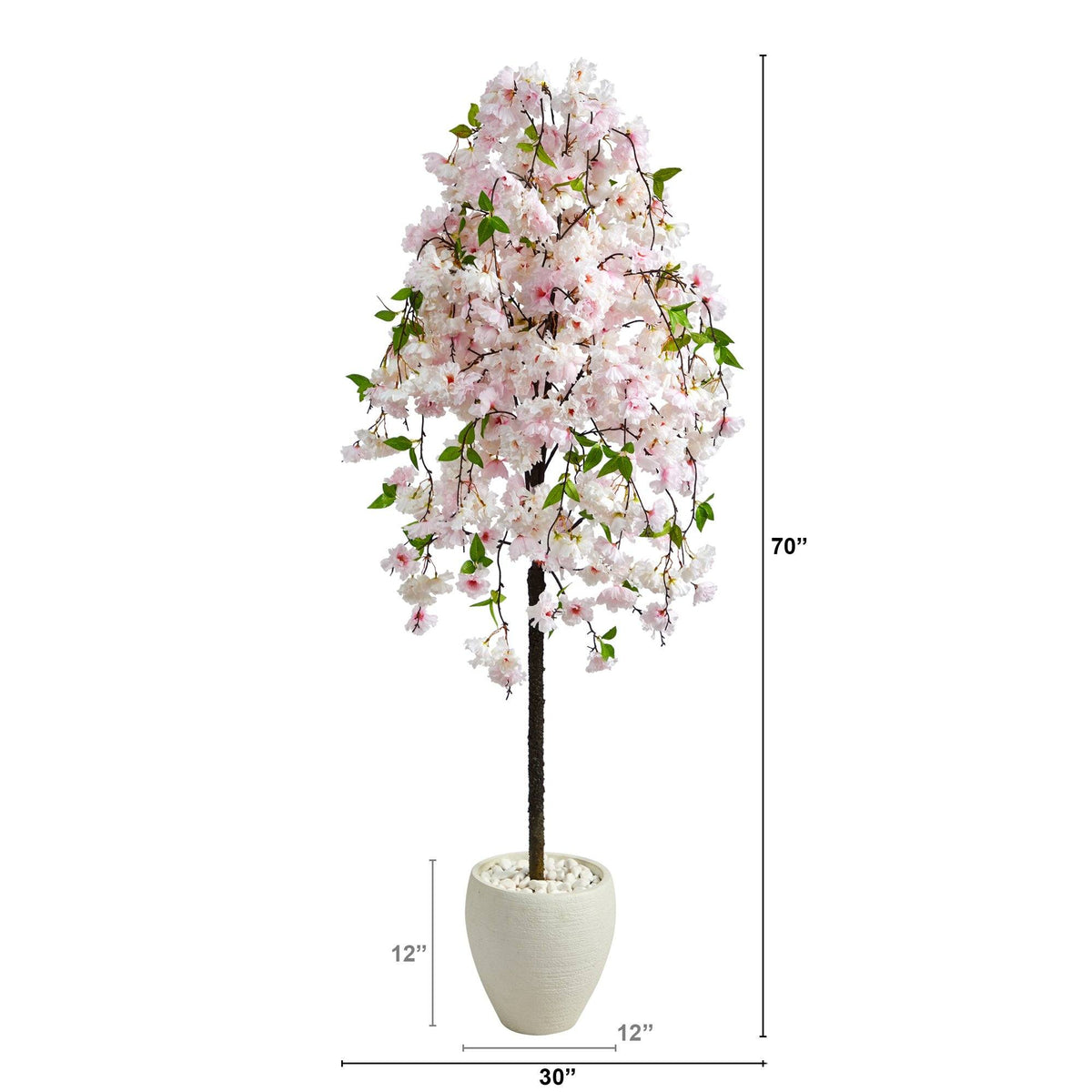 70” Cherry Blossom Artificial Tree in White Planter, photo 2 of 4