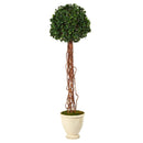 70” English Ivy Single Ball Artificial Topiary Tree in Decorative Urn UV Resistant (Indoor/Outdoor)