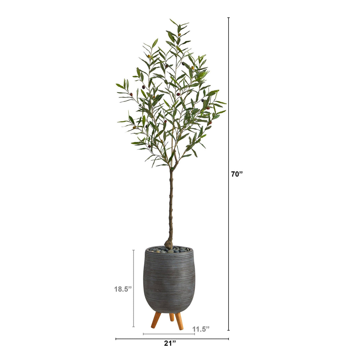 70” Olive Artificial Tree in Gray Planter with Stand, photo 2 of 4