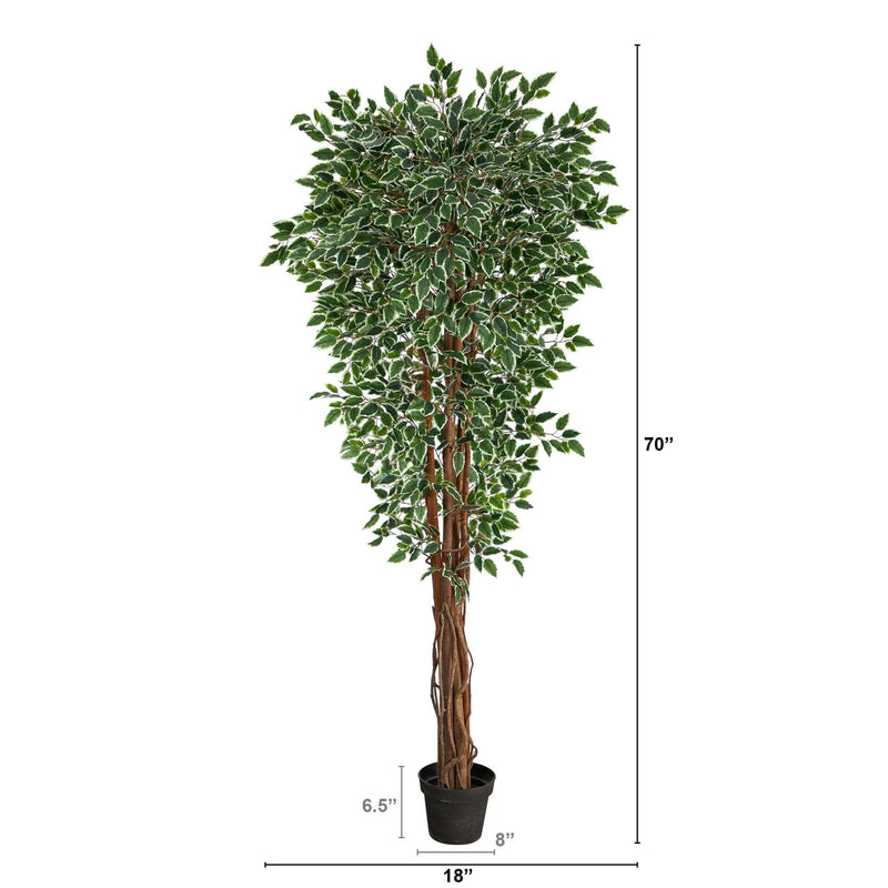 70” Variegated Ficus Artificial Tree UV Resistant (Indoor/Outdoor), photo 2 of 3