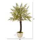 74” Fern Artificial Plant in White Planter