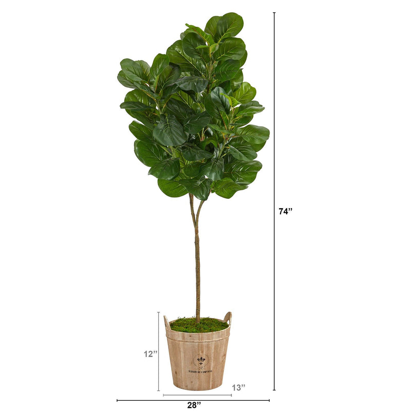 74” Fiddle leaf Fig Artificial Tree in Farmhouse Planter, photo 2 of 4