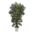 74” Golden Cane Artificial Palm Tree in Decorative Planter